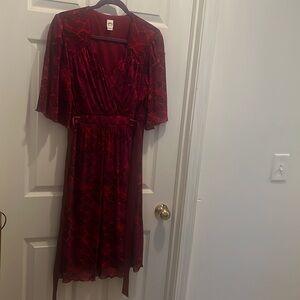 Sangria Size 16 red and black dress with ribbon belt
